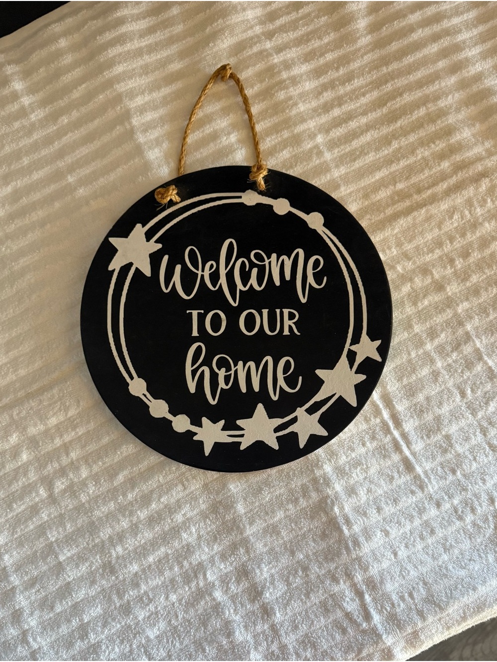 Welcome to Our Home Round Wall Sign - Black